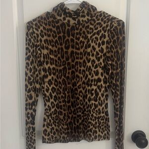 H&M Leopard Print Turtleneck Top - Brown & Black
